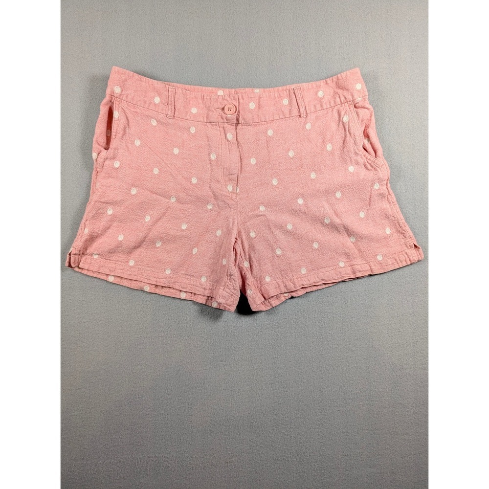 LOFT Pink Polka Dot Linen Blend Shorts Womens Size 12 Preppy Summer